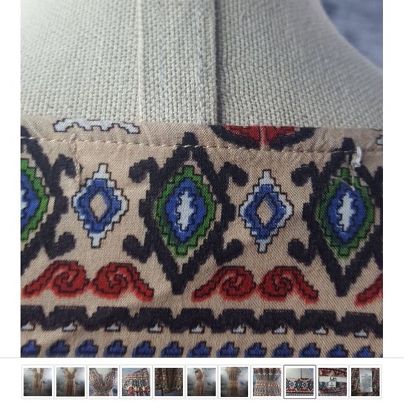 Ya Los Angeles Dress Full Zippered Down Front Ruched Back Cap Sleeve Batik - Picture 9 of 11